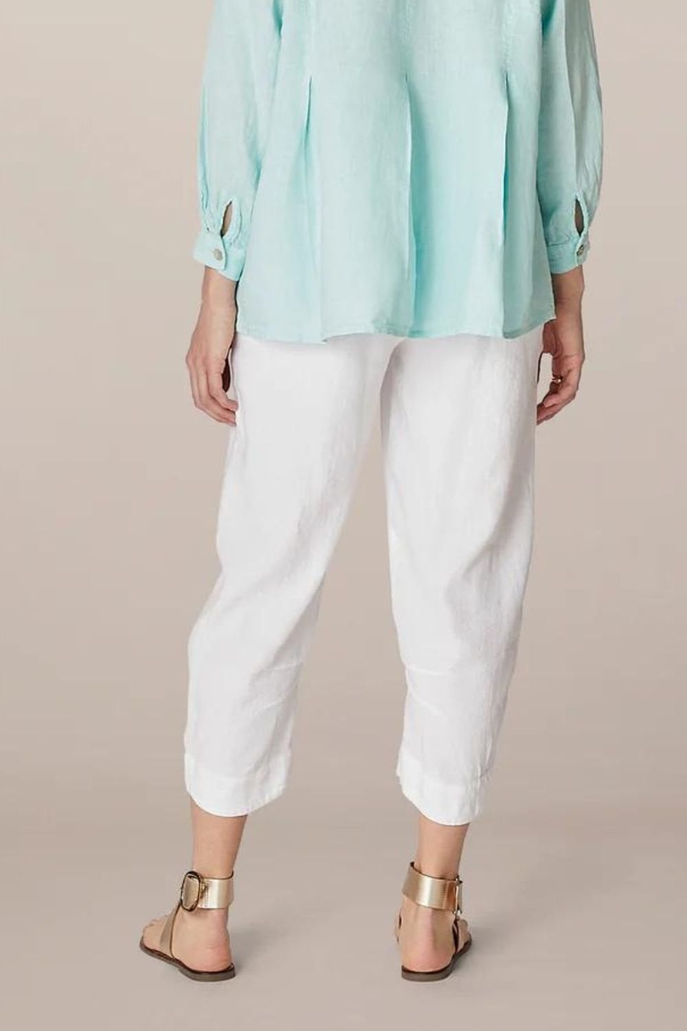 TEXTURE LINEN CROP BUBBLE PANT | COL=MIDNIGHT,WHITE