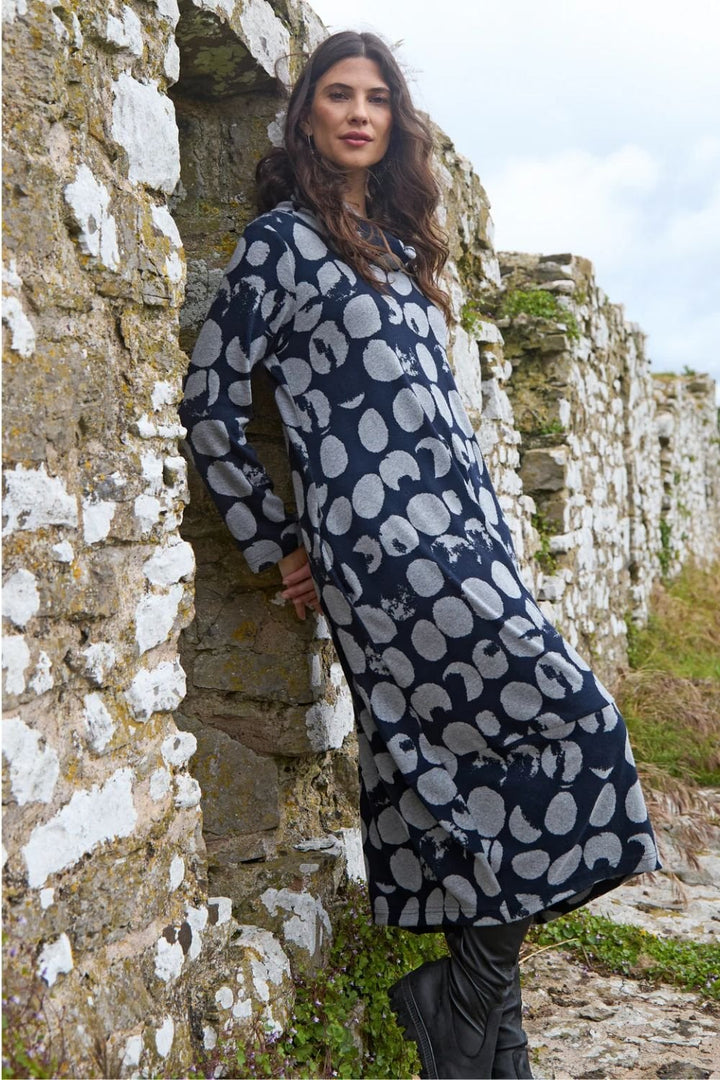 TEXTURED BRUSH SPOT BUBBLE DRESS | COL=NIGHT