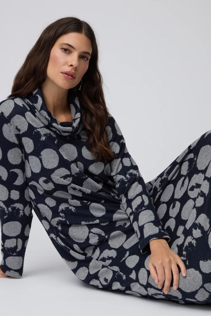 TEXTURED BRUSH SPOT BUBBLE DRESS | COL=NIGHT