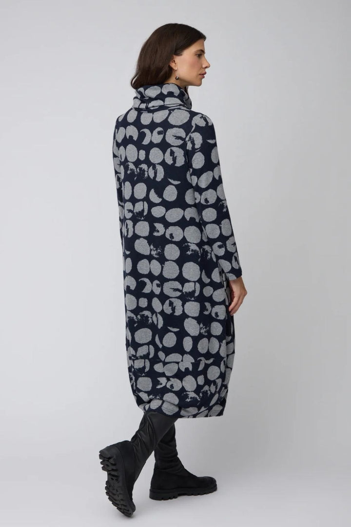 TEXTURED BRUSH SPOT BUBBLE DRESS | COL=NIGHT