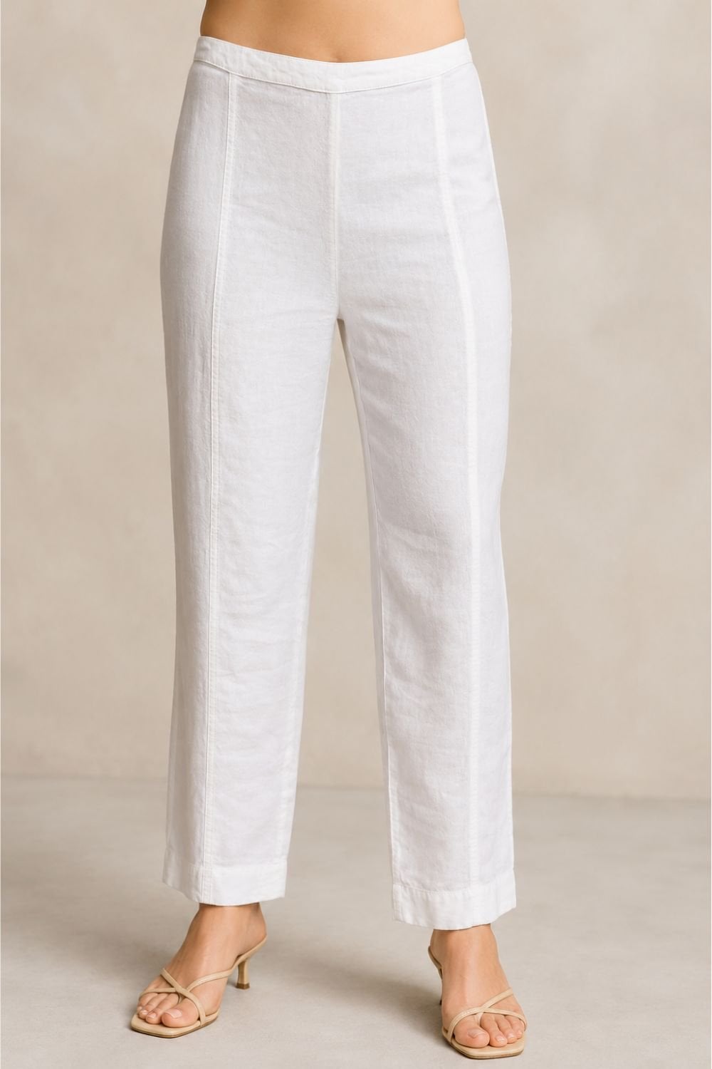 TEXTURED LINEN SLIM SLEG TROUSER | COL=WHITE