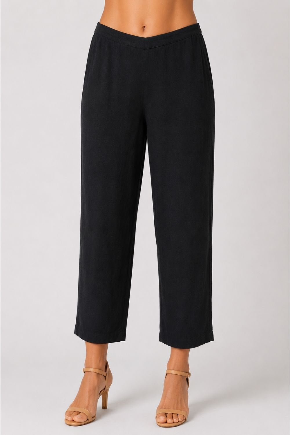 TEXTURED LINEN SLIM TROUSER | COL=NAVY