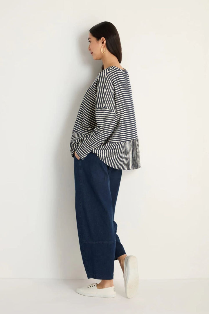 TEXTURED STRIPE BOXY TOP | COL=NIGHT
