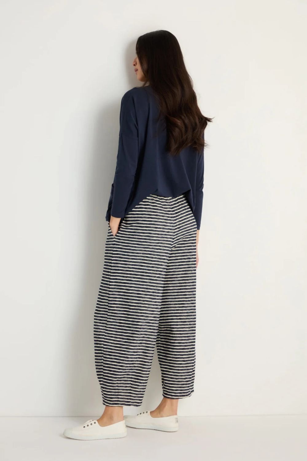 TEXTURED STRIPE BUBBLE TROUSER | COL=NIGHT