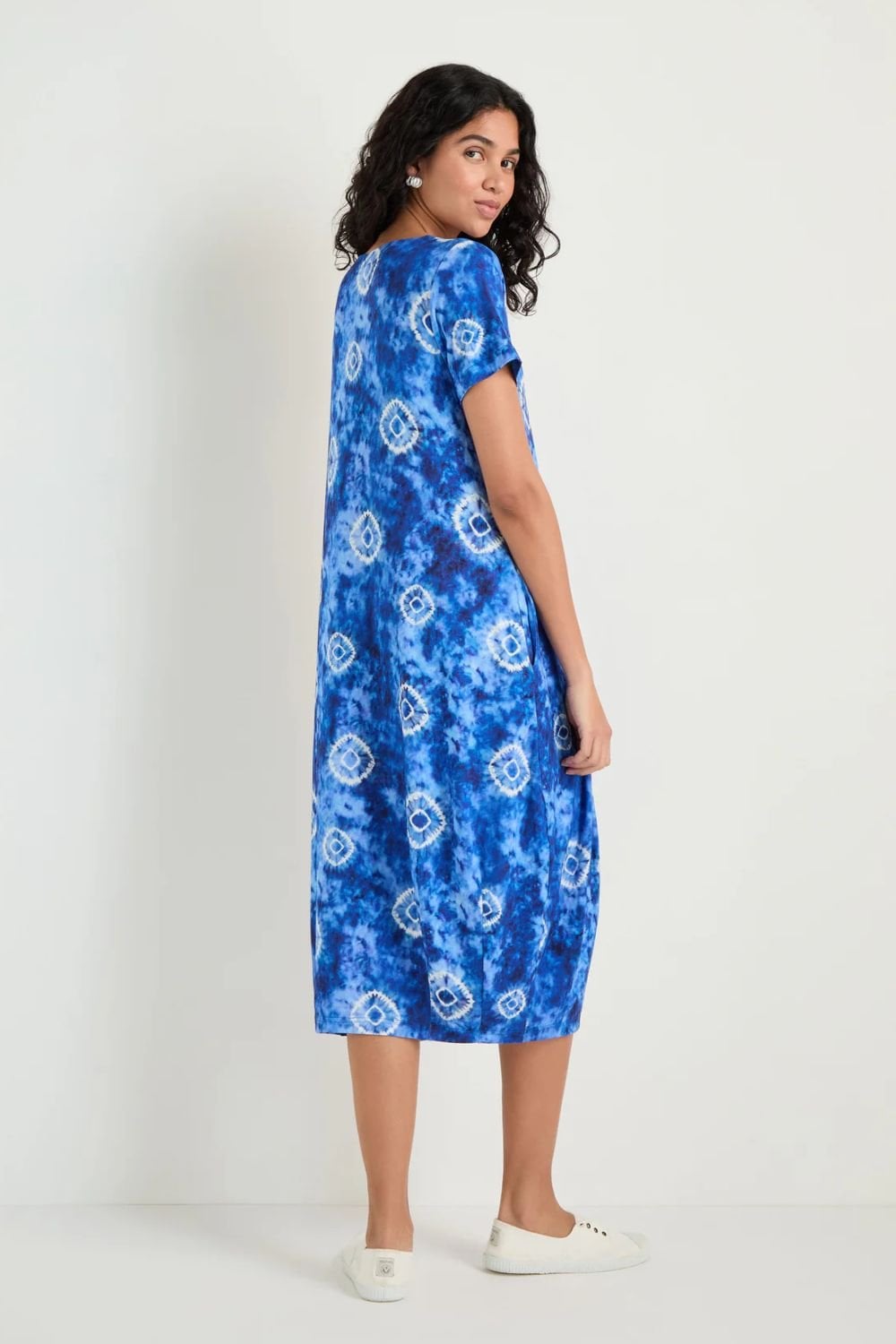 TIE DYE CIRCLES BUBBLE DRESS | COL=BLUE