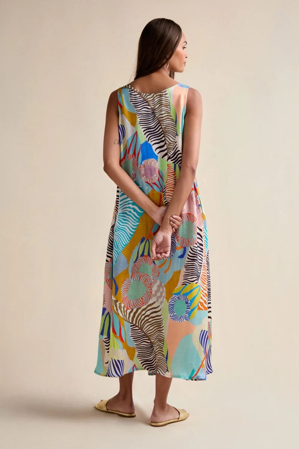 TROPICAL ORCHID FANTASY A LINE DRESS | COL=MULTI
