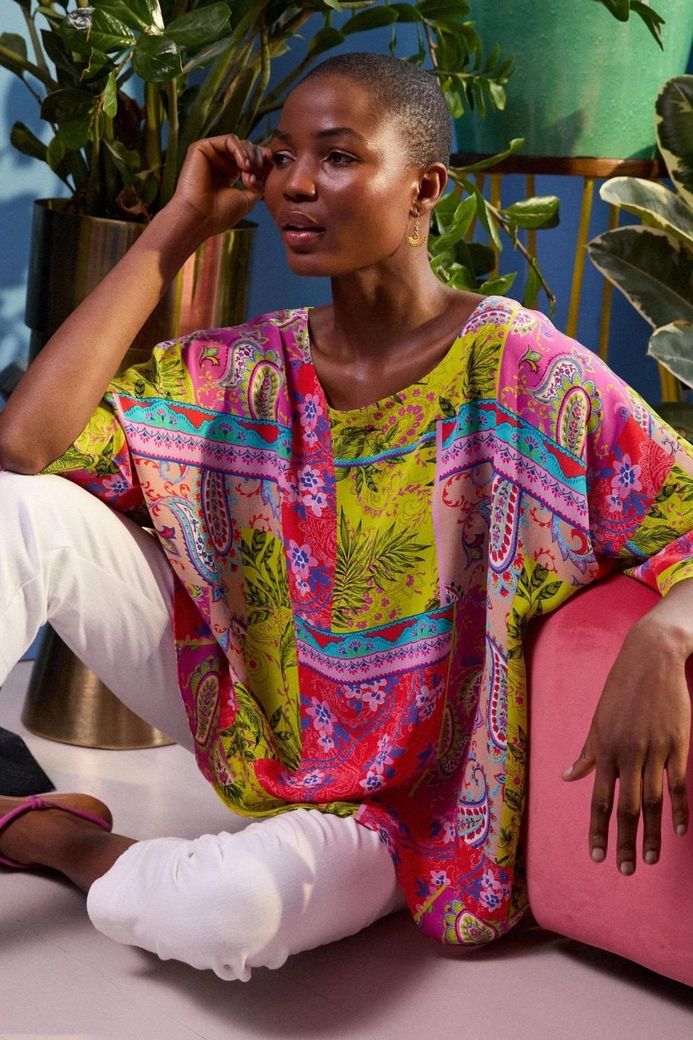 TROPICAL PATCHWORK RELAXED TOP | COL=MULTI