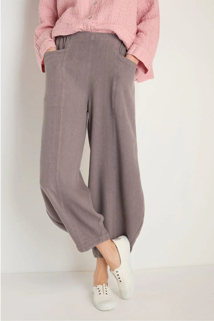 TWISTED LINEN BUBBLE TROUSER | COL=MUSHROOM