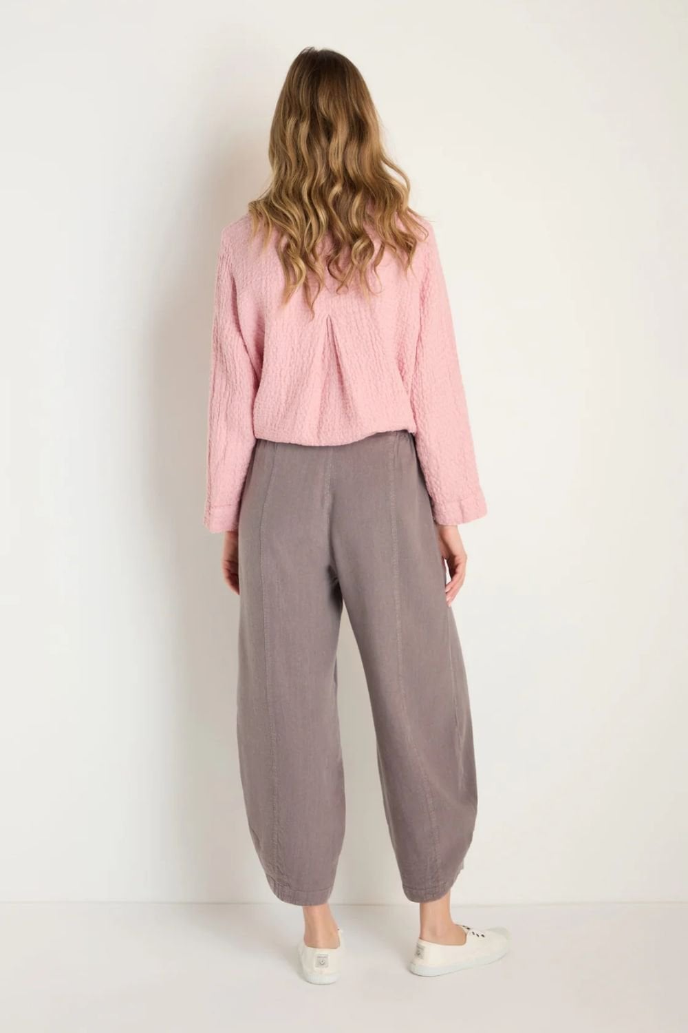 TWISTED LINEN BUBBLE TROUSER | COL=MUSHROOM