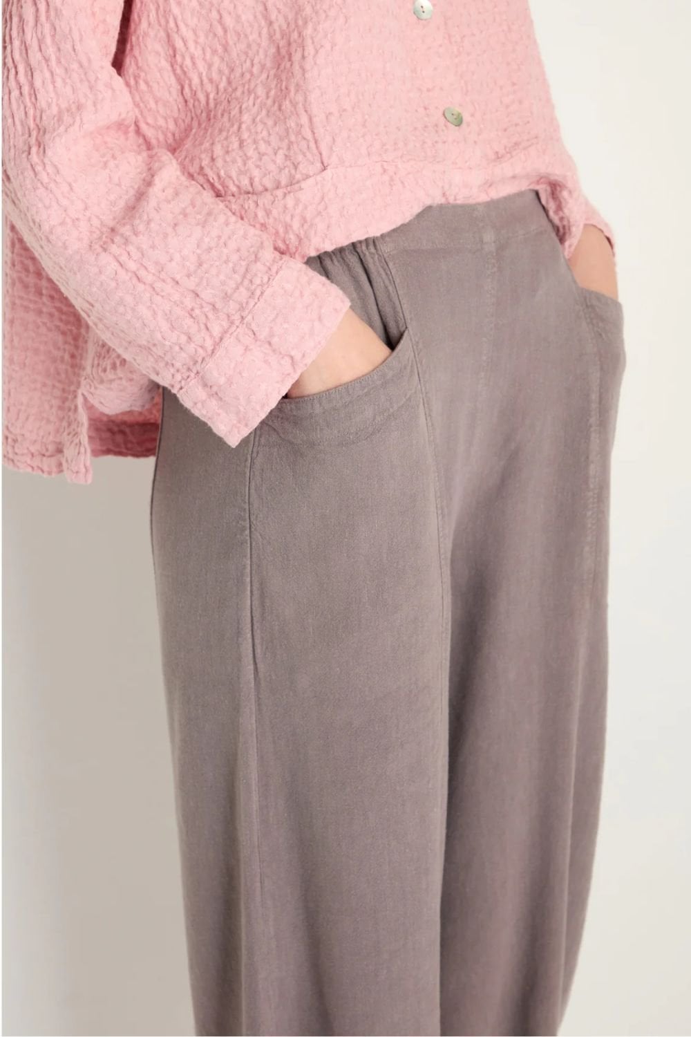 TWISTED LINEN BUBBLE TROUSER | COL=MUSHROOM