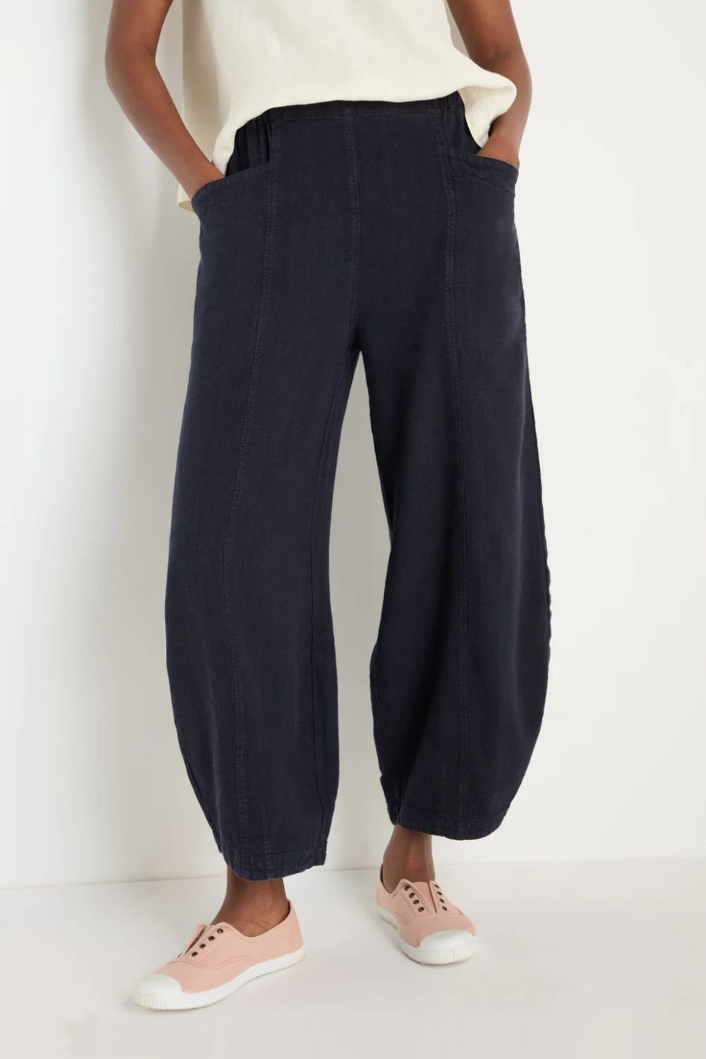 TWISTED LINEN BUBBLE TROUSER | COL=NIGHT
