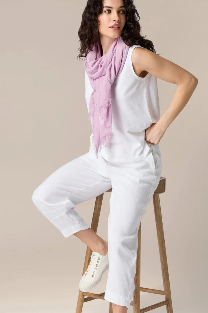TWISTED LINEN CROP BUBBLE TROUSER | COL=WHITE