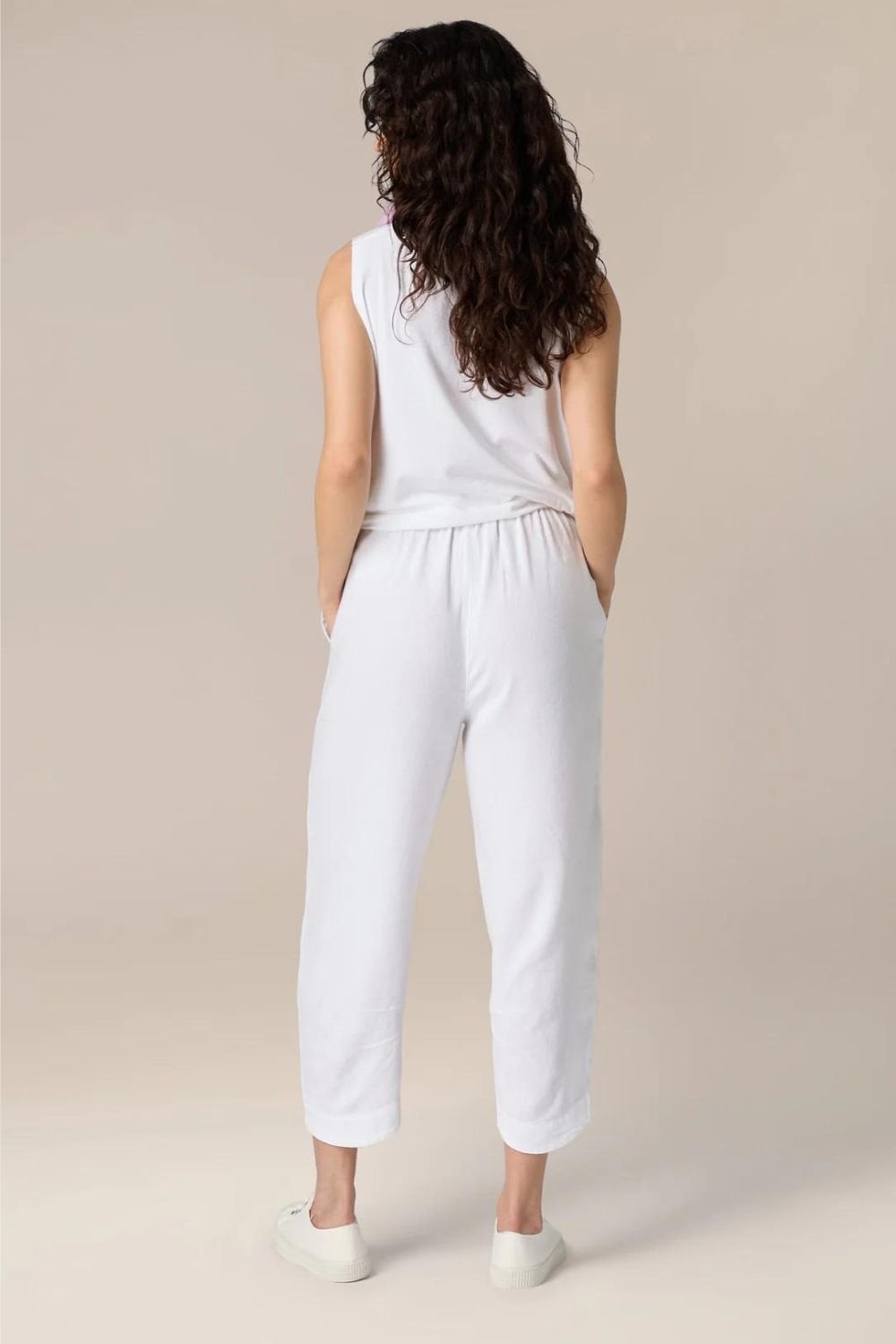 TWISTED LINEN CROP BUBBLE TROUSER | COL=WHITE