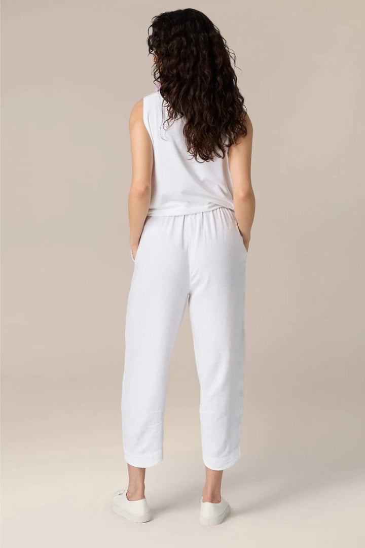 TWISTED LINEN CROP BUBBLE TROUSER | COL=WHITE