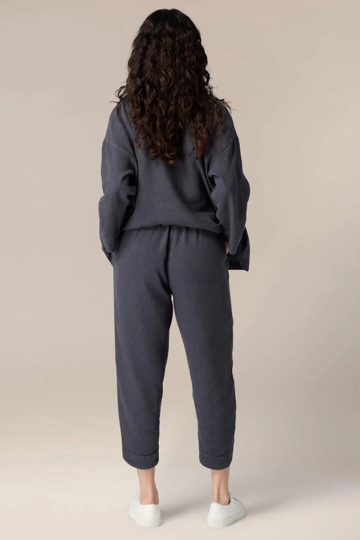 TWISTED LINEN CROP BUBBLE TROUSER | COL=SMOKE