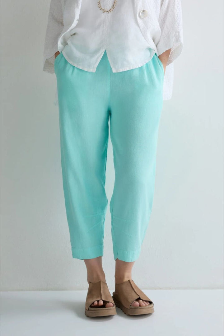TWISTED LINEN CROP BUBBLE TROUSER | COL=MINT