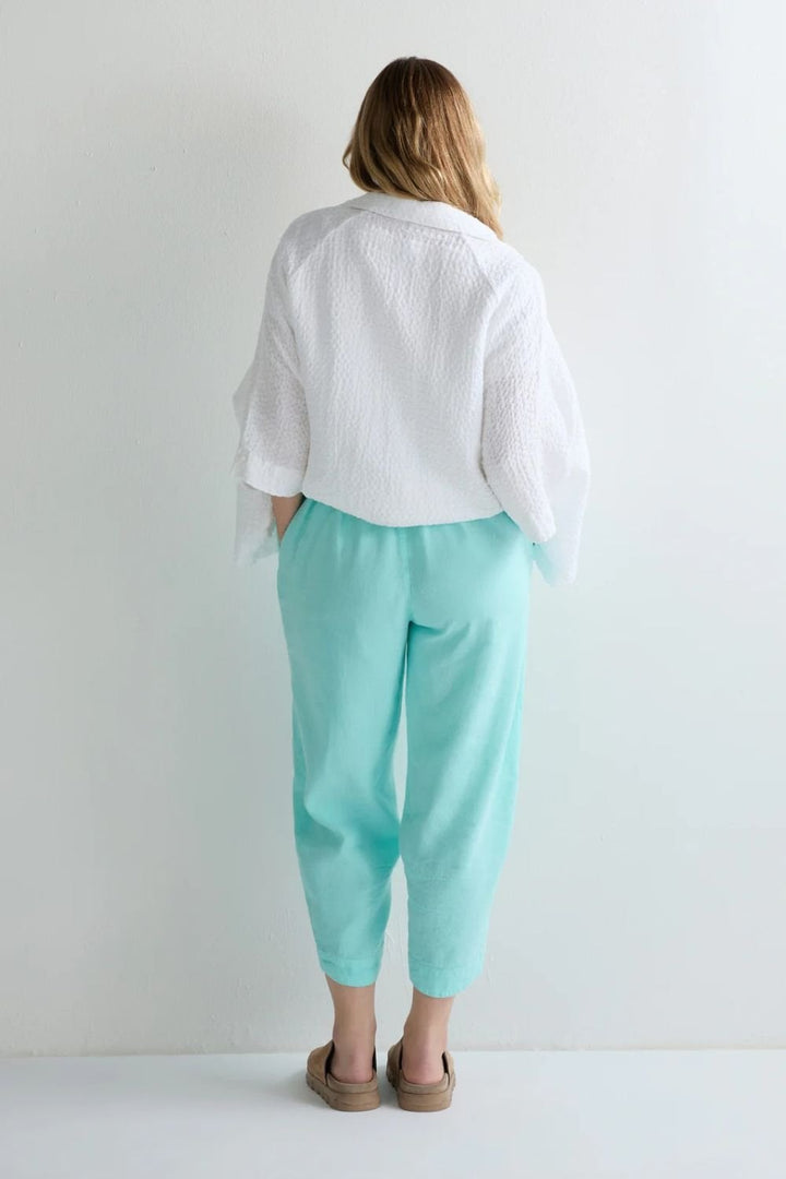 TWISTED LINEN CROP BUBBLE TROUSER | COL=MINT