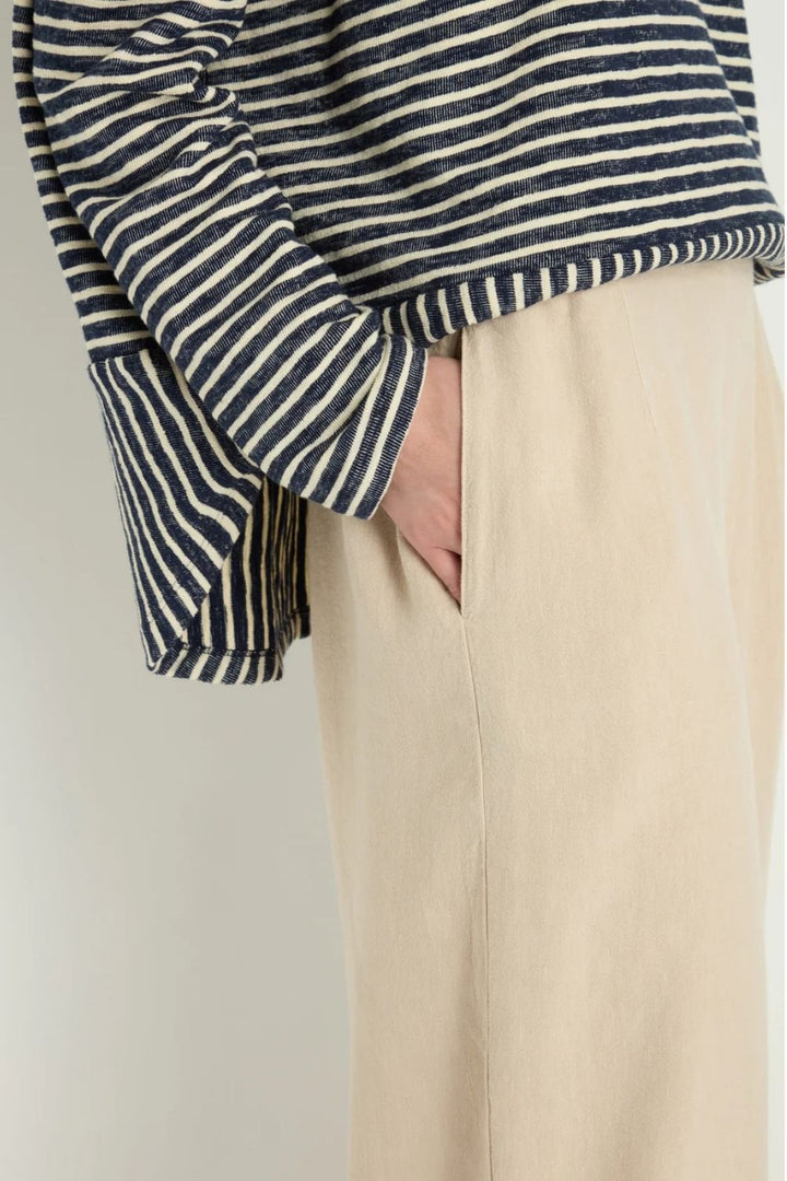 TWISTED LINEN CROP BUBBLE TROUSER | COL=PUTTY