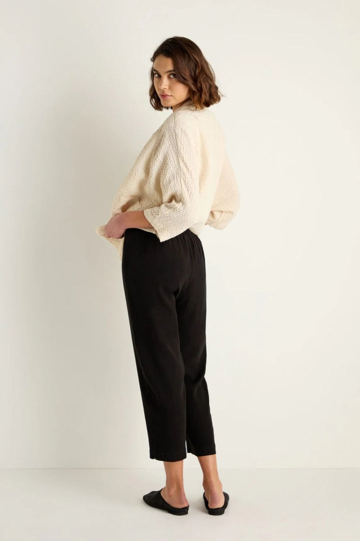 TWISTED LINEN SLIM TROUSER | COL=BLACK