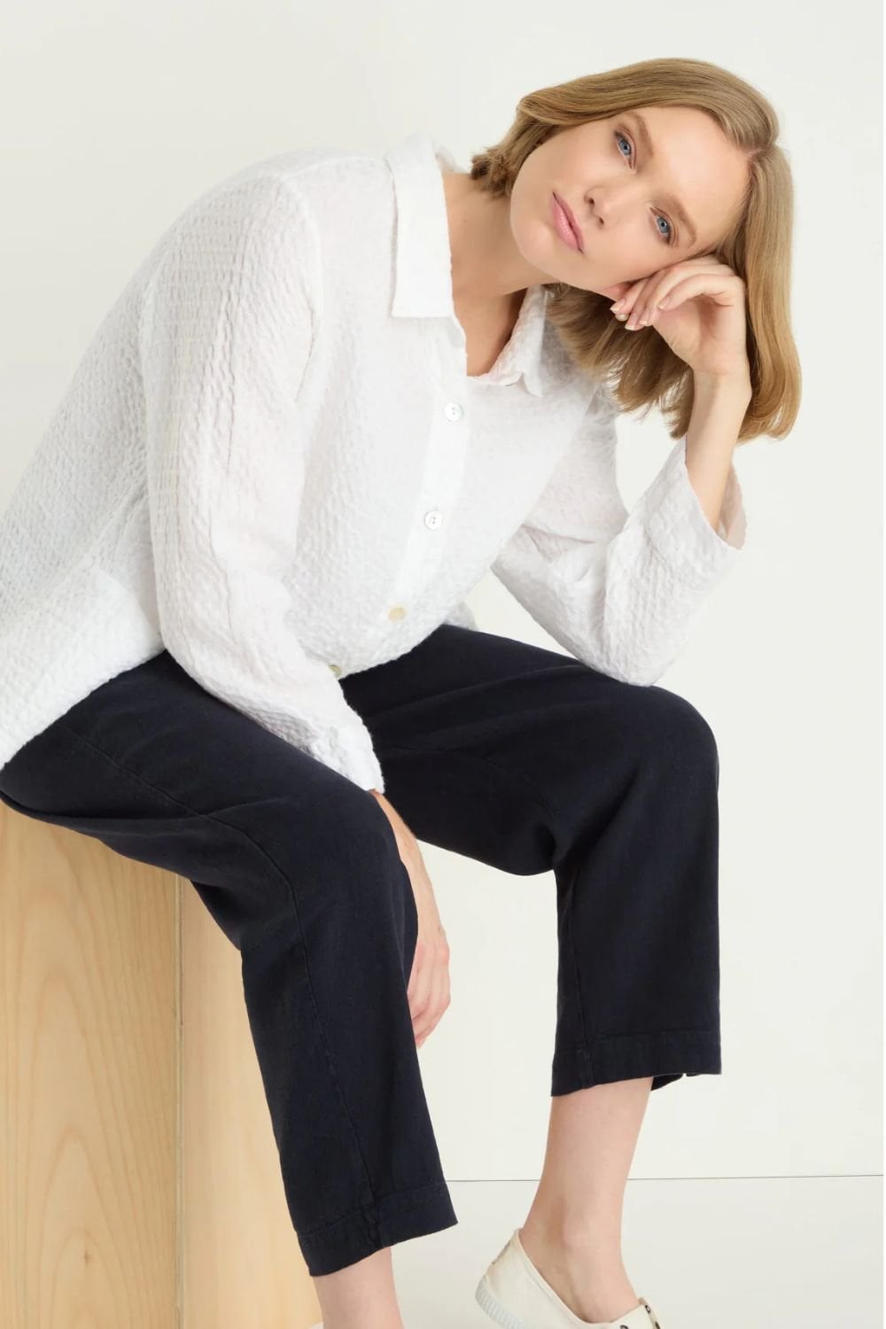 TWISTED LINEN SLIM TROUSER | COL=NIGHT