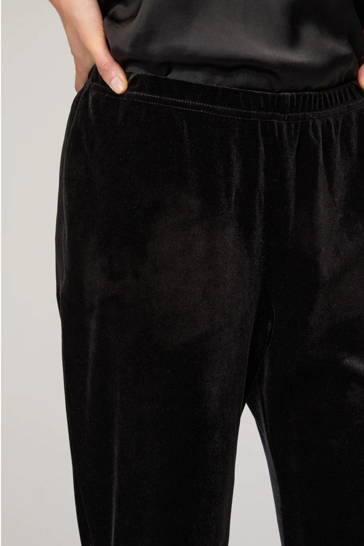 VELVET SLIM JERSEY TROUSER | COL=BLACK