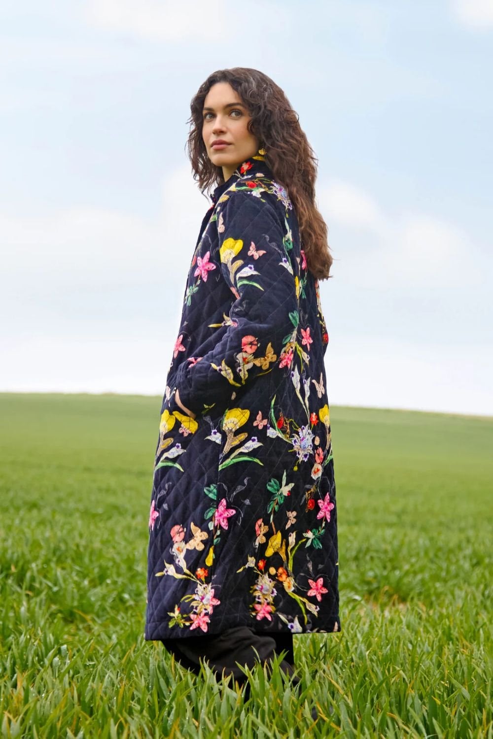 VELVET VINTAGE QUILTED COAT | COL=MULTI