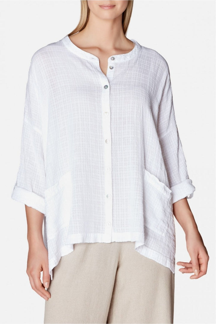 VOILE CHECK SHIRT | COL=WHITE