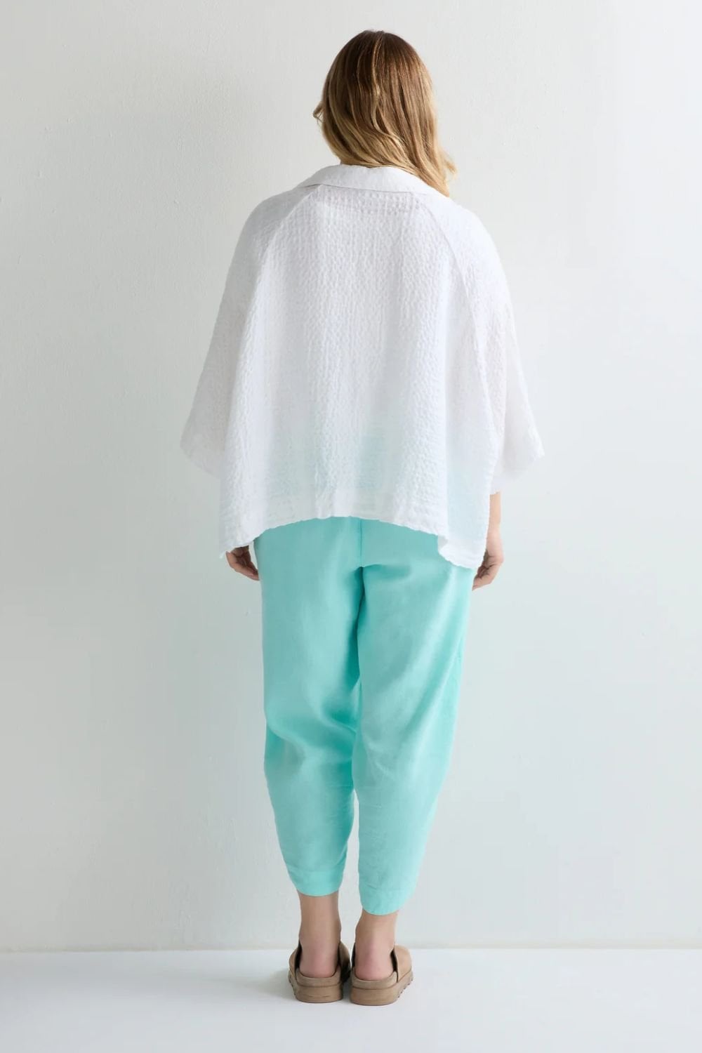 WAFFLE LINEN BOXY JACKET | COL=WHITE