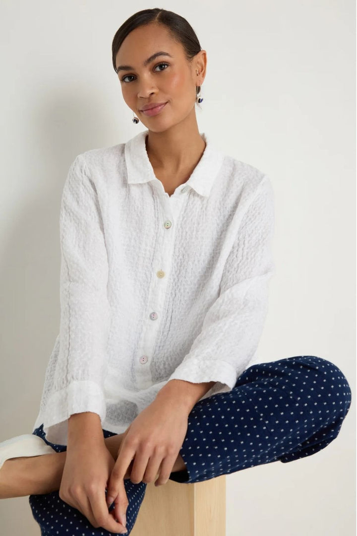 WAFFLE LINEN POCKET SHIRT | COL=WHITE