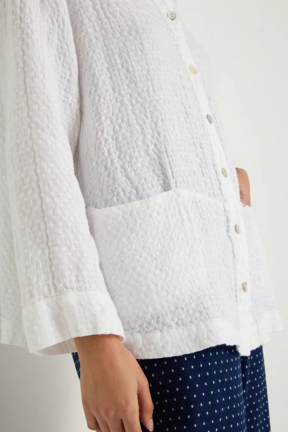 WAFFLE LINEN POCKET SHIRT | COL=WHITE