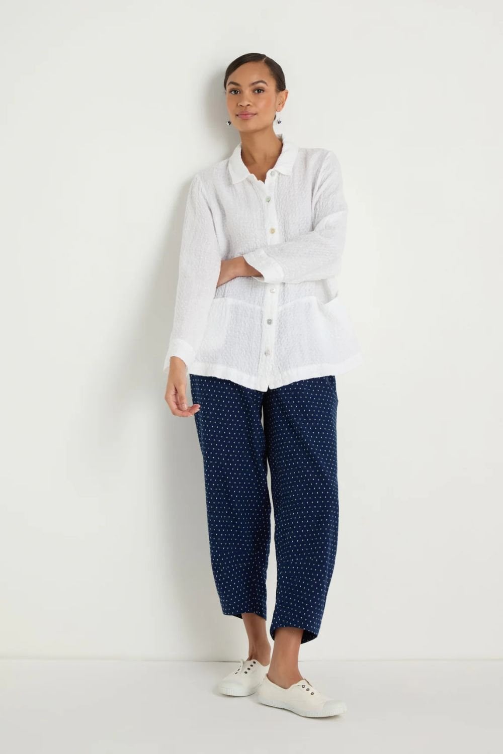 WAFFLE LINEN POCKET SHIRT | COL=WHITE
