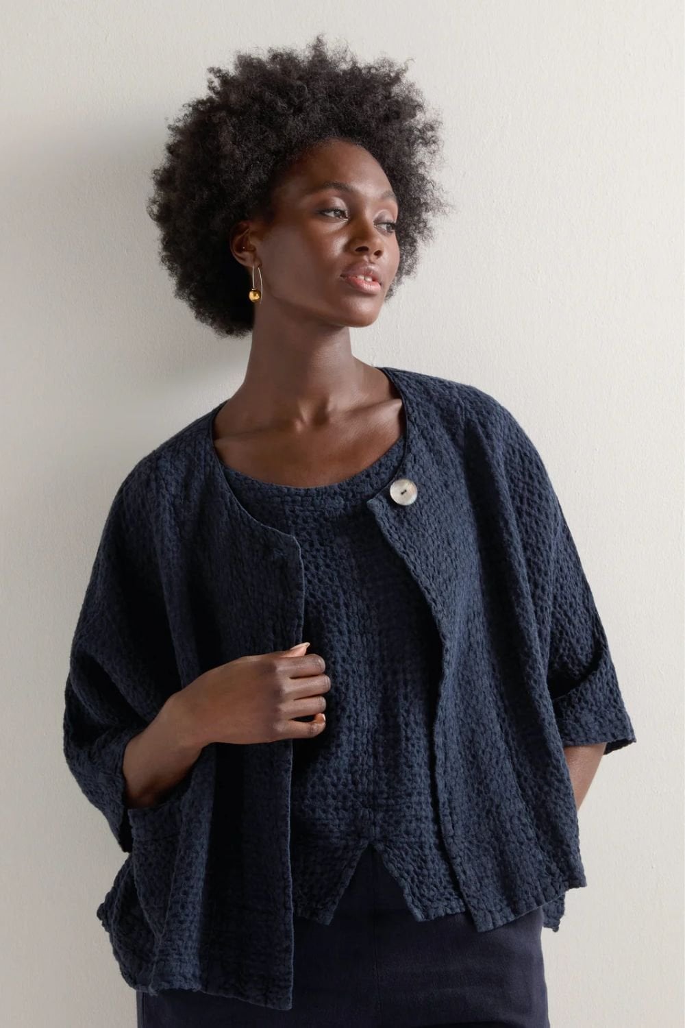 WAFFLE LINEN TOP | COL=MAGENTA,NIGHT,WHITE
