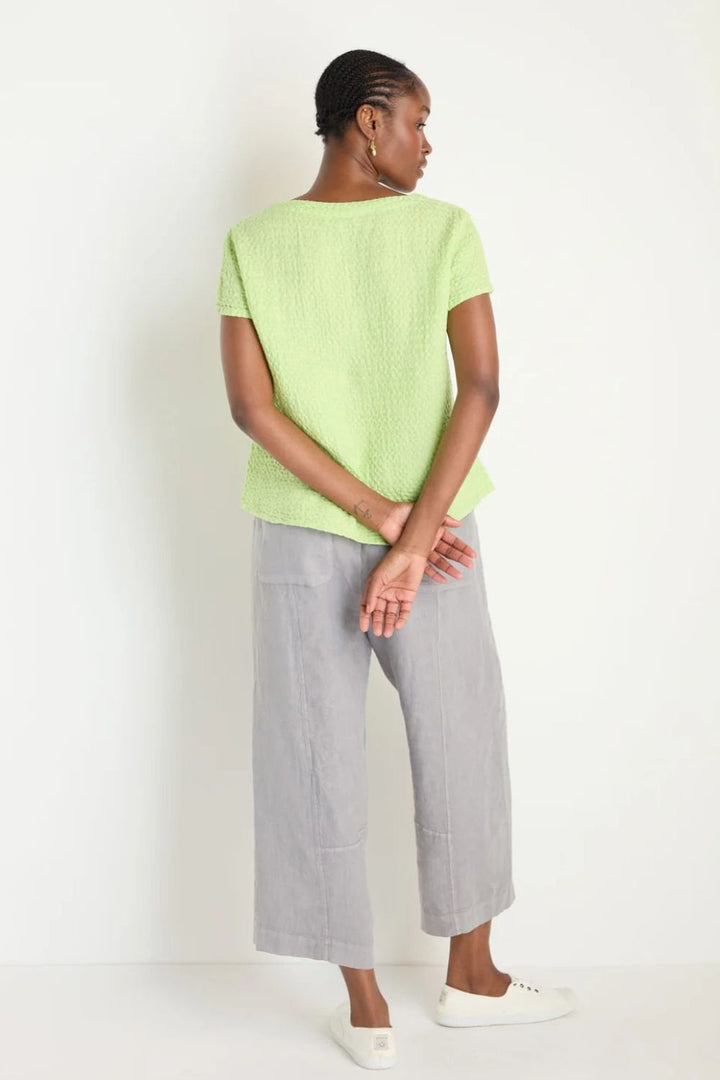 WAFFLE LINEN V NECK TOP | COL=LIME