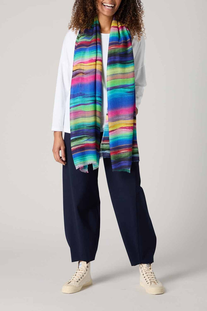 WATERCOLOUR LANDSCAPE WOOL SCARF | COL=MULTI