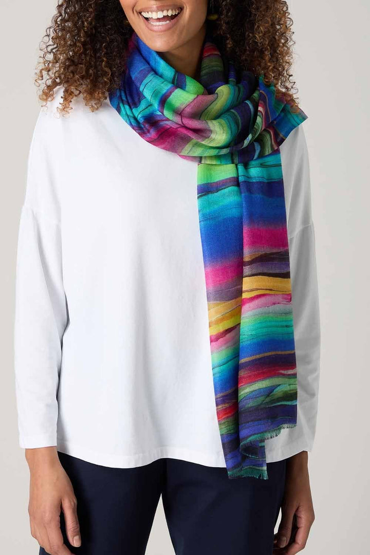 WATERCOLOUR LANDSCAPE WOOL SCARF | COL=MULTI
