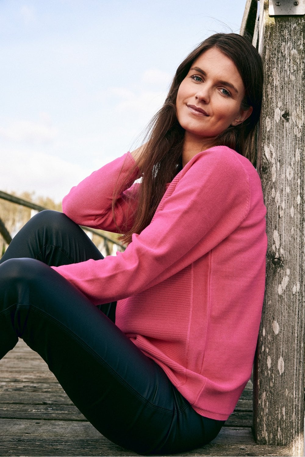 FINE RIB PULLOVER | COL=BLUE,FUSCHIA