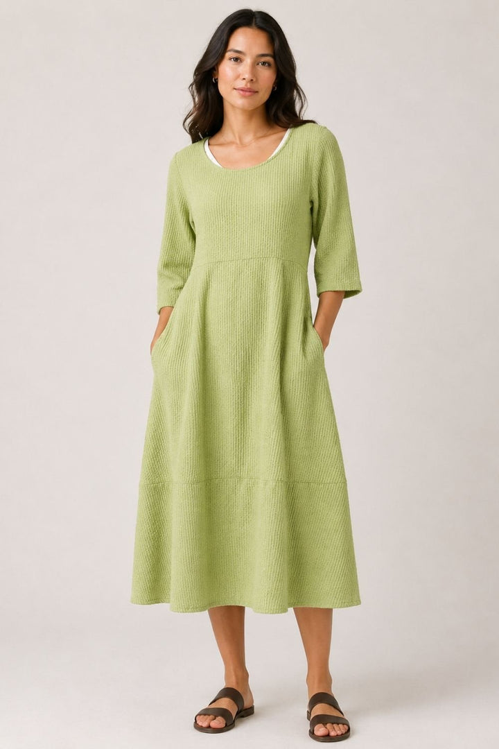TEXTURED WOVEN DRESS | COL=OLIVE