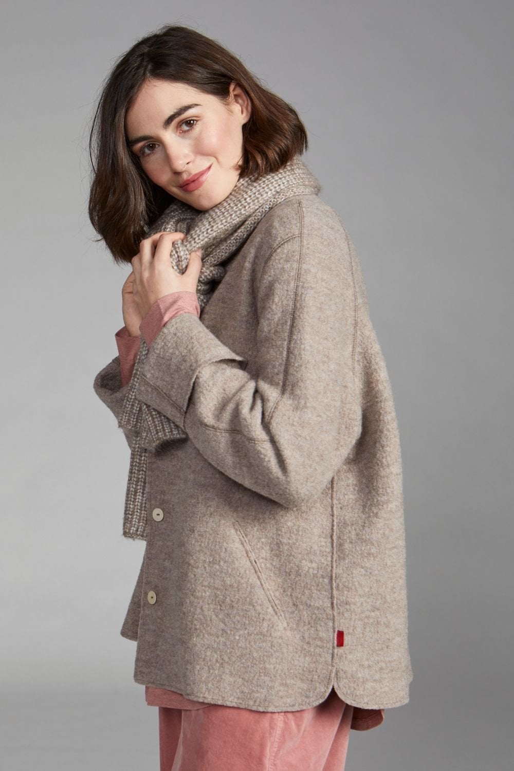 BOILED WOOL JACKET | COL=BROWN,VIOLA