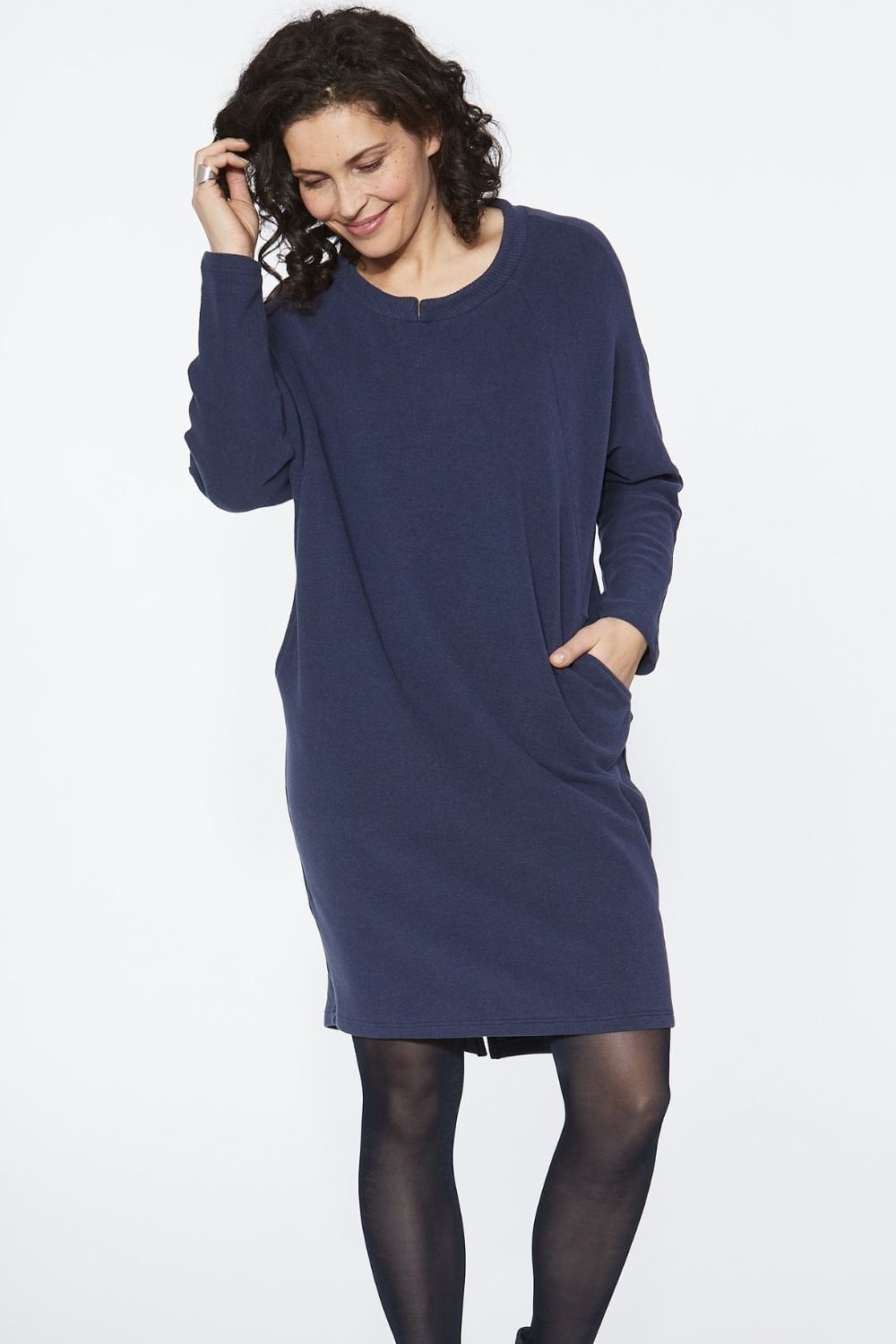 OVERSIZED KNIT DRESS | COL=BLUE
