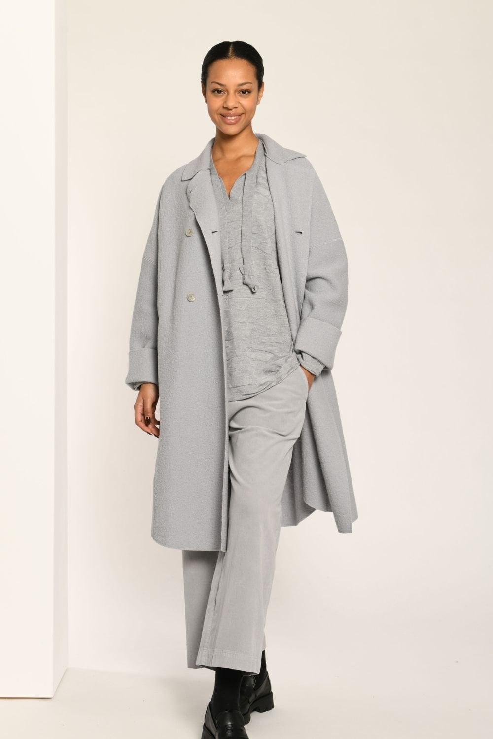 VIRGIN WOOL COAT | COL=SILVER