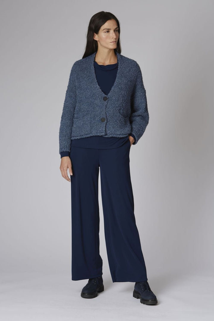 SHORT KNITTED CARDIGAN | COL=DENIM
