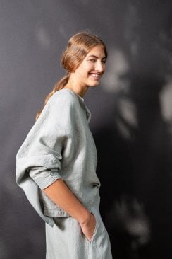 LINEN BLOUSE WITH CUPRO MODAL BACK