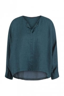 LINEN BLOUSE WITH CUPRO MODAL BACK